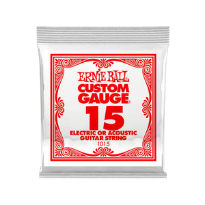 Ernie Ball .015 Plain Steel Electric or Acoustic Guitar Single String