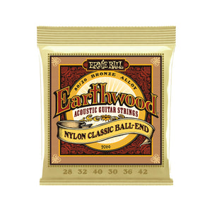 Ernie Ball Earthwood 80/20 Bronze Folk Nylon Classical Guitar Strings, 28-42