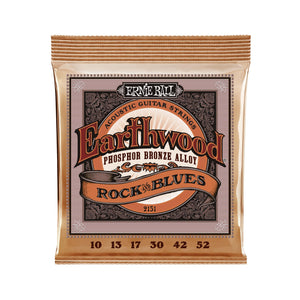 Ernie Ball Earthwood Rock and Blues w/Plain G Phosphor Bronze Acoustic Guitar Strings, 10-52