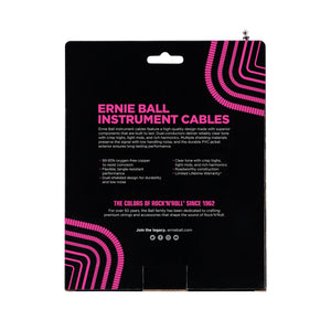 Ernie Ball 30' Coiled Straight to Angled Instrument Cable, White