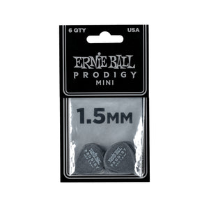 Ernie Ball Mini Prodigy 1.5mm Guitar Picks, Black, 6-Pack