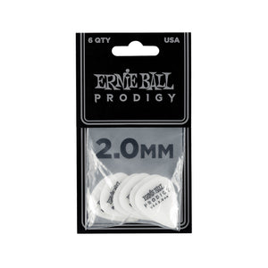 Ernie Ball Standard Prodigy 2.0mm Guitar Picks, White, 6-Pack