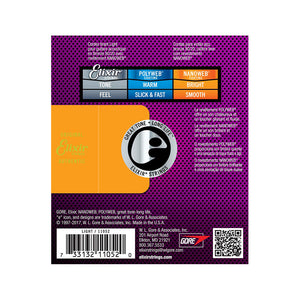 Elixir 11052 Nanoweb 80/20 Bronze Acoustic Guitar Strings, Light, 12-53