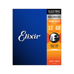 Elixir 12302 Nanoweb Baritone Electric Guitar Strings 12-68