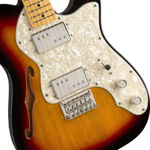 Squier Classic Vibe 70s Telecaster Thinline Electric Guitar, Maple FB, 3-Tone Sunburst