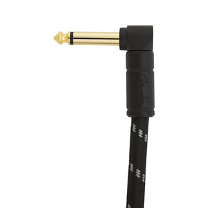 Fender Deluxe Series Angled Instrument Cable, 3ft, Black Tweed