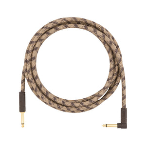 Fender Festival Hemp Angled Instrument Cable, 10ft, Pure Hemp, Brown Stripe