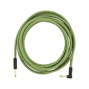 Fender Festival Hemp Angled Instrument Cable, 18.6ft, Pure Hemp, Green