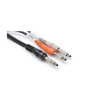 Hosa STP-202 Y Cable, 1/4inch TRS to 1/4inch TS, 2m