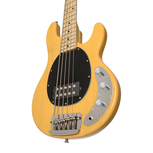 Sterling by Music Man RAY25CA-BSC 5-String Electric Bass Guitar, Maple FB, Butterscotch (RAY25CA-BSC-M1)