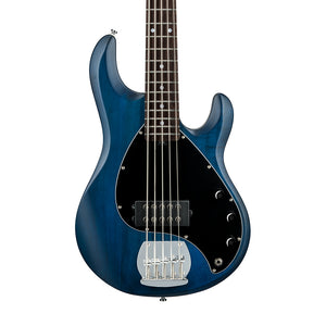 Sterling S.U.B Series RAY5 5-String Electric Bass Guitar, RW FB, Trans Blue Satin (RAY5-TBLS-R1)