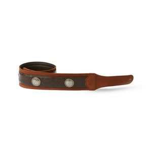 Taylor Grand Pacific Leather Guitar Strap, Brown/Nickel Conchos, 3inch